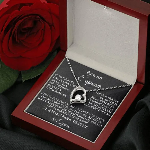Vista 5 de Regalo para Mi Esposa Collar Regalo para Mi Esposa Especial, Regalo de Cumpleaños para Mujer, Acero Inoxidable Joyeria Mujer, Collar para Novia