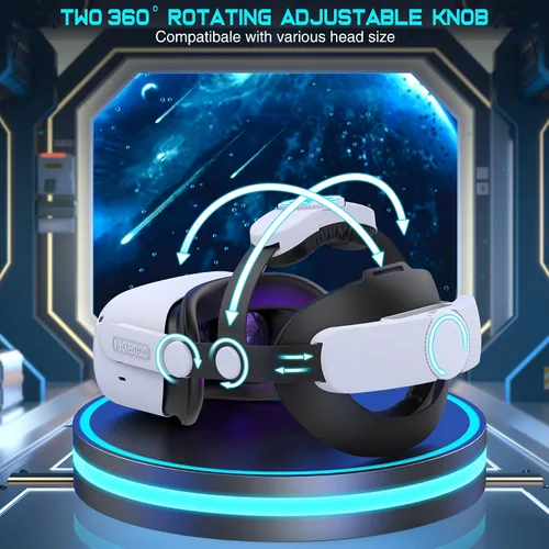 Vista 2 de Comfort Head Strap for Oculus Quest 2 VR Headset - Replaces Elite Strap, Soft PU Surface, Adjustable, Enhanced Support and Comfort (No Battery)