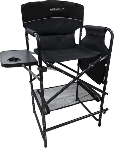 Vista 8 de Silla de director plegable alta de 30.7 pulgadas de altura del asiento, taburete de bar plegable para artista de maquillaje, pintura facial con mesa