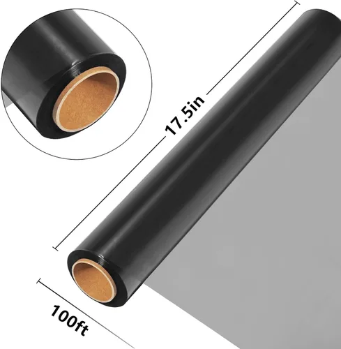 Vista 2 de JOYIT Rollo de Envoltorio de Celofán Negro (100 pies de largo x 17.5 pulgadas de ancho) - Papel de Envoltorio de Celofán Negro Transparente de 2.5