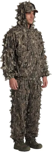 Vista 8 de LOOGU Traje de caza Ghillie, traje de camuflaje frondoso 3D, accesorios militares y de tiro, ropa de equipo táctico