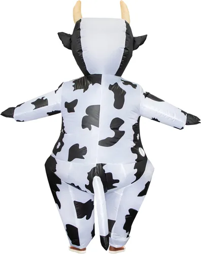 Vista 2 de Stegosaurus Disfraz inflable de vaca para niños, disfraces inflables de Halloween para niños, divertido traje de vaca para niños y niñas, fiesta