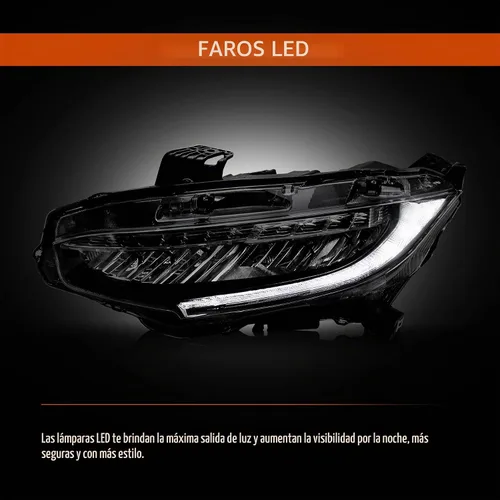 Vista 6 de Ensemble de faros led delanteros Vland compatible con Honda Civic Sedan, Coupe, Hatchback, Tipo R de 10ª generación 2016, 2017, 2018, 2019, 2020