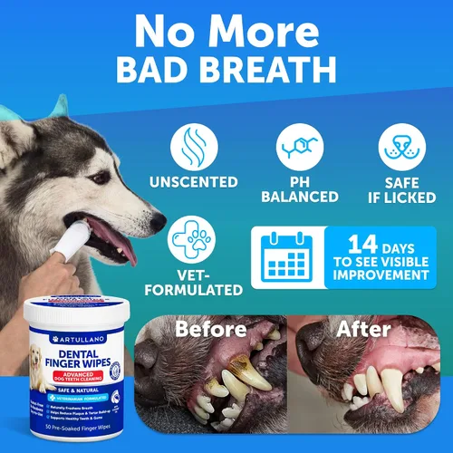 Vista 2 de Toallitas dentales para los dedos de los perros, 50 unidades, toallitas 2-Blanco