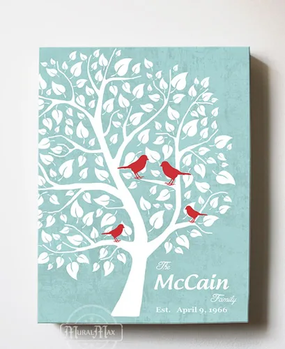 Vista 2 de MuralMax - Lienzo decorativo para pared de árbol personalizado para parejas, regalos para padres, abuelos, amigos - Ocasiones de hito, despedidas