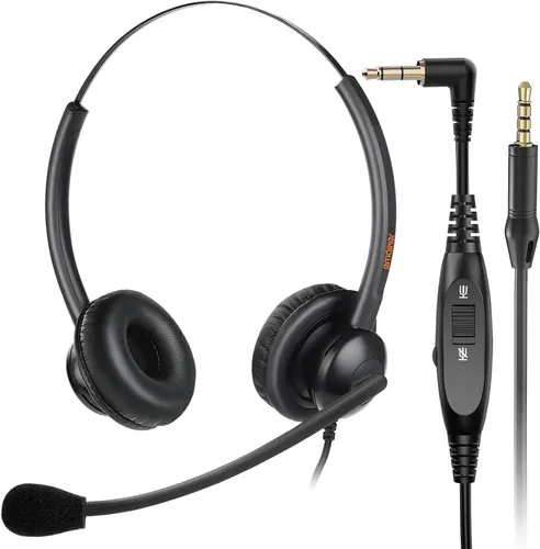 Vista 8 de Auriculares de teléfono con cable de centro de llamadas con conector de 0.098 in para teléfono IP Cisco SPA Polycom Pansonic, auriculares