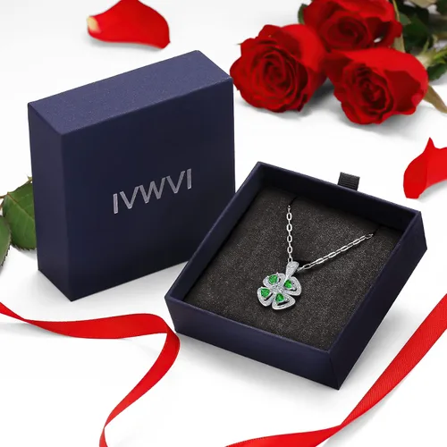 Vista 6 de IVWVI Collares con colgante para mujer collar giratorio de trébol de cuatro hojas con circonita cúbica 5A regalo de joyería para mujer el mejor