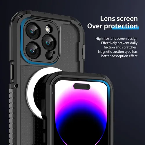 Vista 5 de FW - Funda de metal para iPhone 15 Pro, compatible con MagSafe, funda para iPhone 15 Pro, marco de metal de aluminio, cuerpo completo, resistente