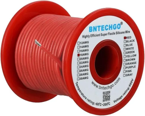 Vista 50 de BNTECHGO Alambre de silicona de calibre 16 rojo y negro cada 25 pies 2 Alambre de silicona calibre 16 rojo y negro