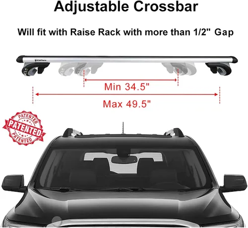 Vista 2 de Barras transversales de techo de aluminio aerodinámico de 56" universales, ajustables, con capacidad de carga de 200 lbs, para la mayoría