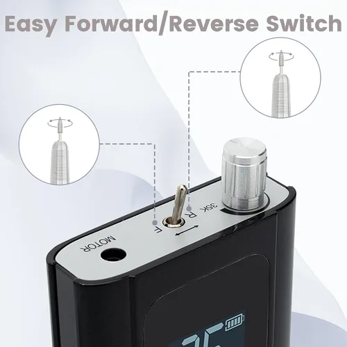 Vista 6 de Delanie Taladro de Uñas Profesional de Alto Torque 35000 RPM Recargable Portátil Eléctrico Lima de Uñas para Acrílico y Gel con Puntas para Negro