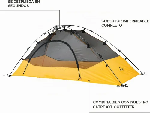 Vista 2 de Teton Sports Tienda rápida Vista; tienda de campaña para acampar y mochilero; fácil instalación instantánea; clip de lluvia incluido Marrón