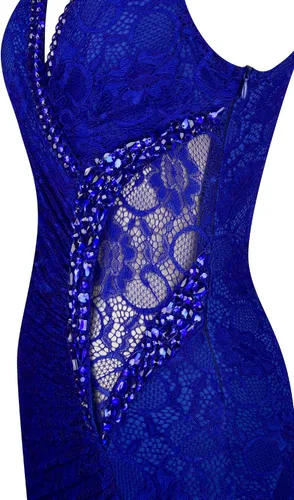 Vista 6 de Angel-fashions Vestido de novia de encaje con cuello en V para mujer