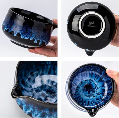 Vista 3 de TEANAGOO 7 piezas juego de batidor matcha, juego de matcha para ceremonia, juego de matcha Junware-Azul, juego de té matcha para hacer Azul Pro