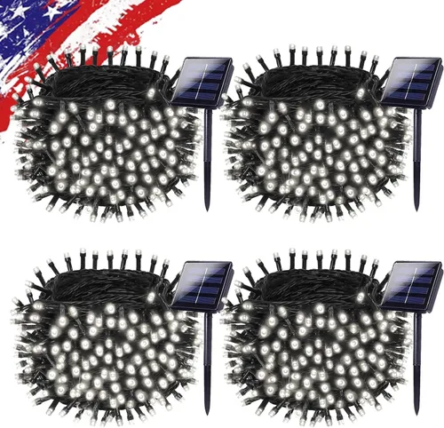 Vista 16 de KAQ - Juego de 200 luces solares LED para exteriores, impermeables, multicolor Total 66FT Flexible Wire With Bright LEDs, 8 Twinkle Modes with