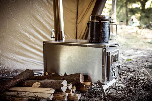 Vista 8 de OneTigris Estufa de tienda de campaña Tiger Roar, quemador de leña portátil para campamento de invierno, caza y cocina al aire libre, tubos incluidos