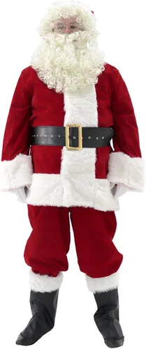 Vista 2 de Ahititi Disfraz de Papá Noel para hombres, traje de Papá Noel, para adultos, 11 piezas para hombre, de lujo, profesional, de Navidad, cosplay
