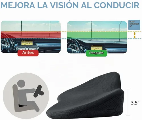 Vista 5 de Cojín de asiento de automóvil, almohadilla de asiento de espuma viscoelástica para ciática y alivio del dolor de espalda baja, cojín de asiento