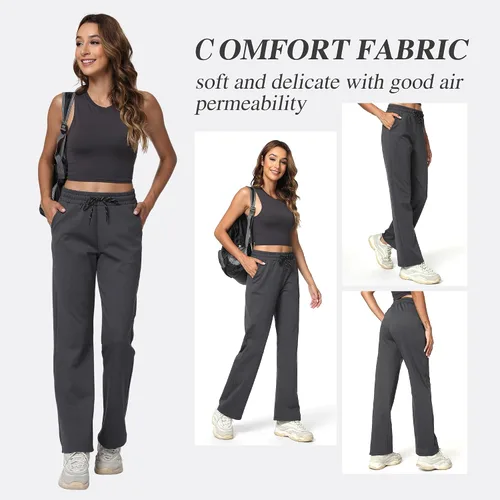 Vista 6 de Haowind Pantalones deportivos para mujer con bolsillos, ligeros, para entrenamiento, atletismo, correr, gimnasio, descanso, pantalones casuales