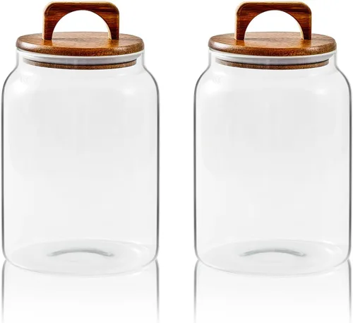 Vista 17 de Sweejar Tarros grandes de cristal para dulces con tapas de madera, tarro de vidrio de 1 galón con tapa, contenedores de almacenamiento