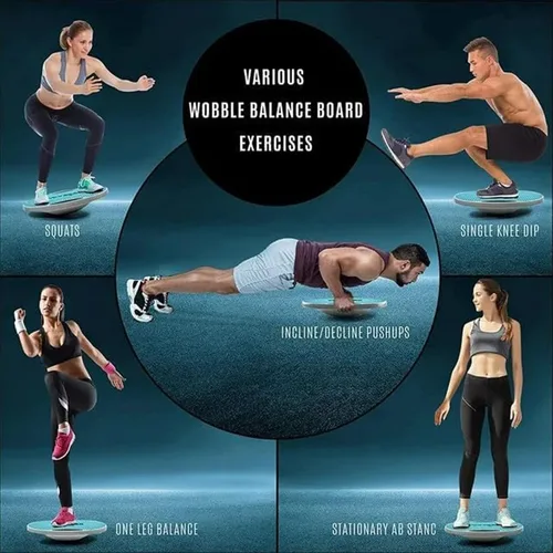 Vista 7 de Yes4All Wobble Balance Board, Plastic Stability Trainer with Handles for Standing Desk, Core Training & Home Gym Workout