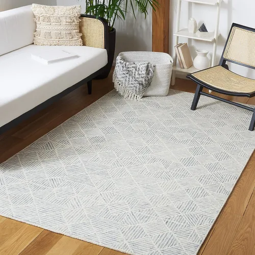 Vista 22 de SAFAVIEH Abstract Collection - Alfombra decorativa, 2 x 3 pies, azul y marfil, lana hecha a mano, ideal para zonas de alto tráfico en entrada, sala
