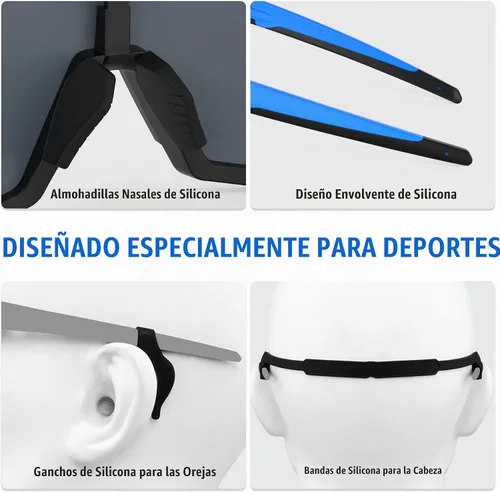Vista 6 de X-TIGER Polarized Sports Sunglasses with 5 Interchangeable Lenses