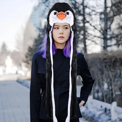 Vista 4 de Super Z Outlet Gorro de esquí de invierno con diseño de pingüino estilo aviador