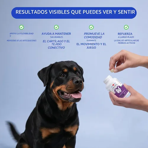 Vista 2 de Suplemento de cadera y articulaciones para perros, glucosamina, MSM y condroitina, 120