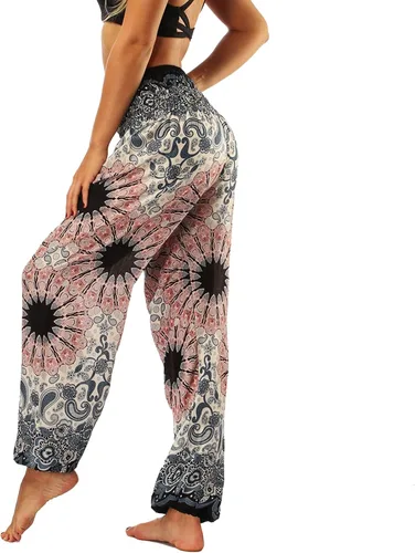 Vista 5 de Lus Chic Womens Boho Pants Harem Smocked Waist Yoga Hippie Palazzo Summer Beach Pants