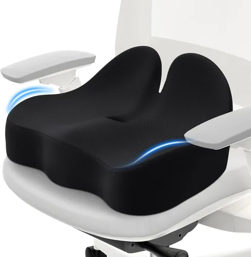 Vista 9 de Cushzone Cojín para Asiento, Cojines de Espuma de Memoria para Silla de Oficina, Diseño Ergonómico Curvo para Ciática, Coxis, Cóccix, Respaldo