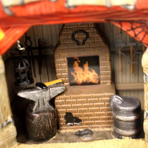 Vista 6 de Department 56 Edificio iluminado original de Snow Village Halloween Hackmann's Blacksmith Shop