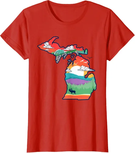 Vista 66 de Michigan Outside - Camiseta con ilustración artística