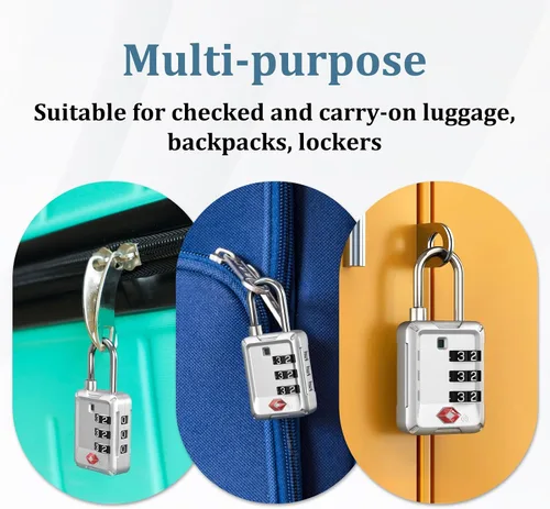 Vista 4 de Joyway Cerraduras de equipaje aprobadas por la TSA, cerradura de viaje con cuerpo de aleación de zinc, alerta abierta, diales de fácil lectura