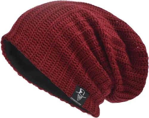 Vista 22 de VECRY Gorro de punto holgado para hombre, diseño de cráneo, largo y holgado, hip-hop, para invierno y verano, B305 B305-negro