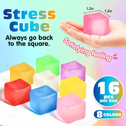 Vista 3 de 16 Pcs Stress Cube, Slow Rising Squishy, Stress Balls for Kids 16p-cubes 8