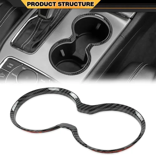 Vista 2 de CNNELL Cubierta del soporte de la taza del cambio de engranajes de fibra de carbono del bisel Compatible con Jeep Grand Cherokee 2011-2021