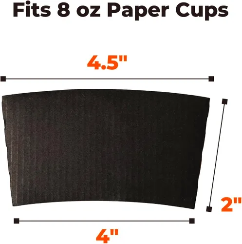 Vista 3 de FMP Brands Paquete de 1000 fundas para tazas de café de 8 onzas, fundas desechables para tazas calientes, fundas para tazas de café negras a granel