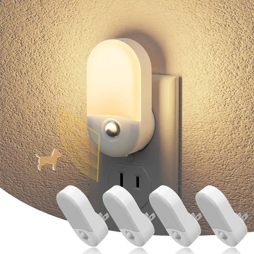 Vista 10 de JandCase Luz nocturna, luces nocturnas automáticas enchufables a la pared, paquete de 2 luces nocturnas modernas con sensor de luz automática, luz