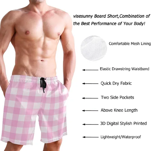 Vista 3 de visesunny Traje de baño para hombre con estilo de secado rápido, ropa de playa, pantalones cortos para natación, trajes de baño para fiestas