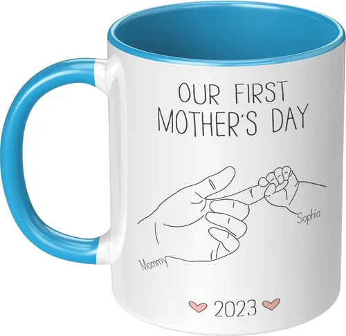 Vista 6 de Taza para el día de la madre para mamá de hija e hijo – Taza de café divertida para la mejor mamá del mundo – Regalo único de cumpleaños para esposa