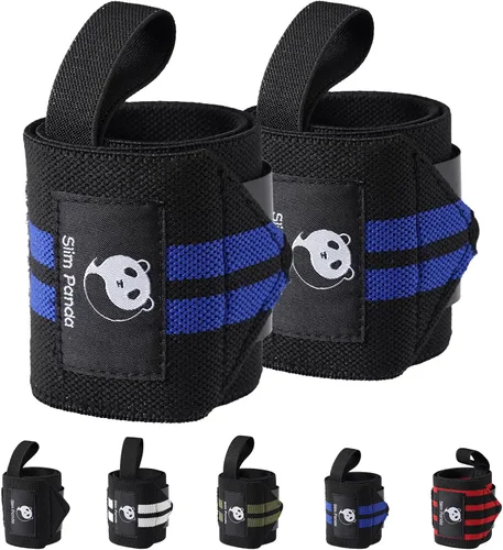 Vista 9 de Slim Panda Wrist Wraps for Powerlifting & Weightlifting - Adjustable 18" Straps with Thumb Loops Heavy Duty Wrist Support for Deadlift, Bench