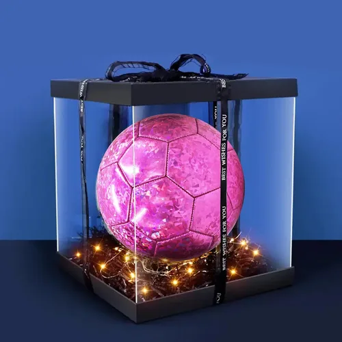 Vista 3 de ABAJI Balón de fútbol tamaño 3 4 5 patrón brillante cuero suave práctica entrenamiento regalo de fútbol para niños niñas viene con aguja de bomba