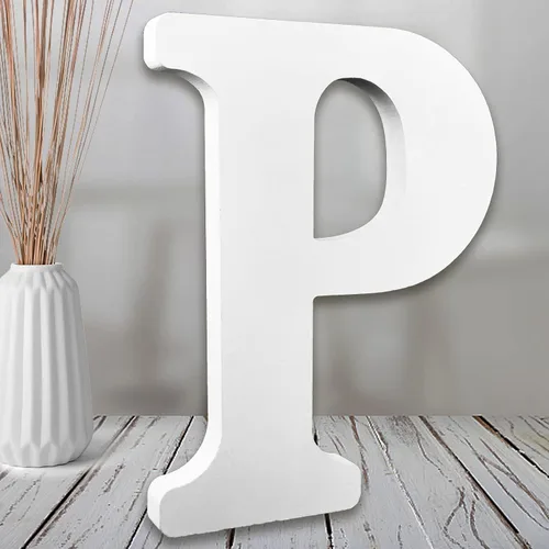 Vista 20 de AOCEAN Letras de madera blanca de 8 pulgadas, letras de madera sin terminar para pared, letras decorativas de pie en rodajas, decoración de tablero