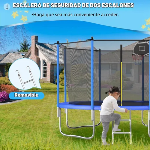 Vista 8 de 10FT 12FT 14FT Kids Outdoor Trampoline with Net 450LBS