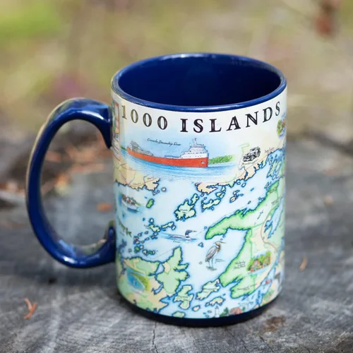 Vista 2 de Taza de cerámica con mapa de 1000 islas de Xplorer Maps (16oz) – Taza de café libre de BPA para bebidas frías y calientes – Perfecta para oficina