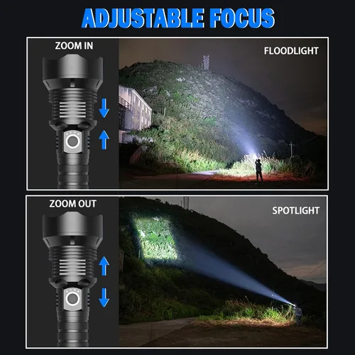 Vista 3 de Linterna LED recargable de 5000 lúmenes, portátil impermeable súper brillante