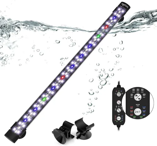 Vista 7 de SEAOURA Luz sumergible para acuario para pecera de 8 a 17 pulgadas, luz de tanque de peces de 24/7 ciclo con temporizador, luz de planta de acuario