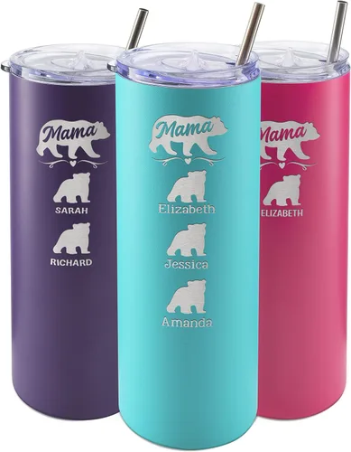 Vista 31 de Vaso de Mamá Oso, vaso personalizado para mamá Oro Rosa