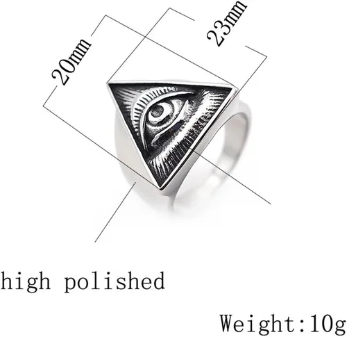 Vista 2 de JAJAFOOK Anillo de motociclista triangular de pirámide de ojos completos de Black